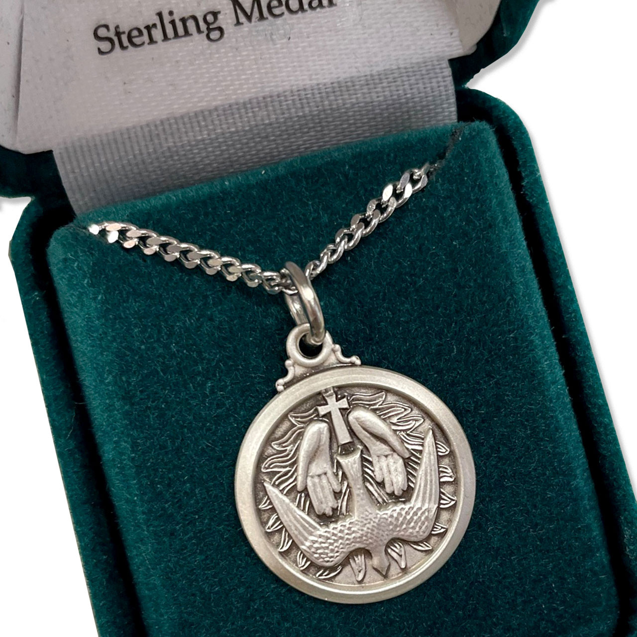 20IN Sterling Holy Spirit Dove Pendant in gift box