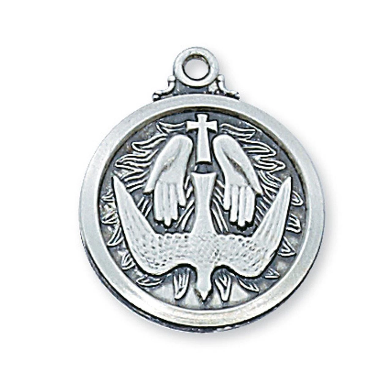 Detail image of the 20IN Sterling Holy Spirit Dove Pendant