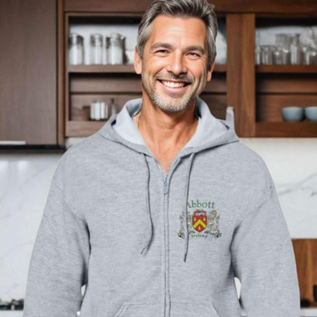 Detail of the Irish Coat of Arms Personalized Ash Zip Sweatshirt front