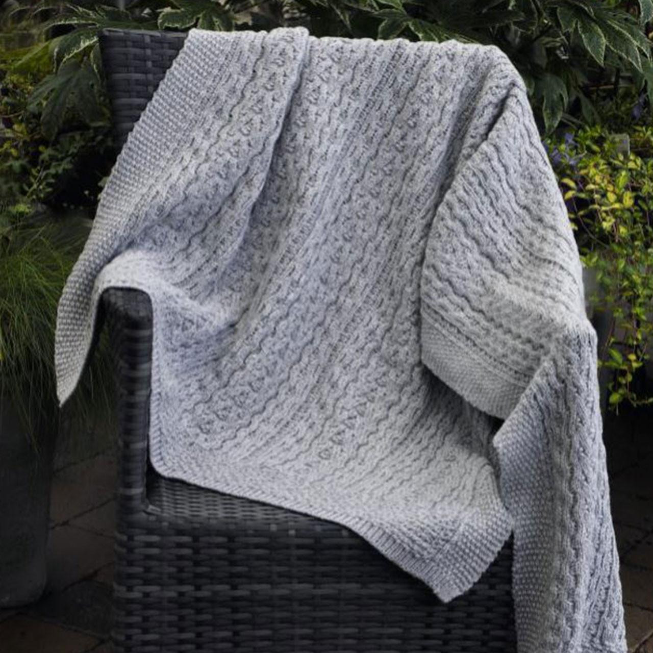 Light Grey color wool Irish Heart Throw