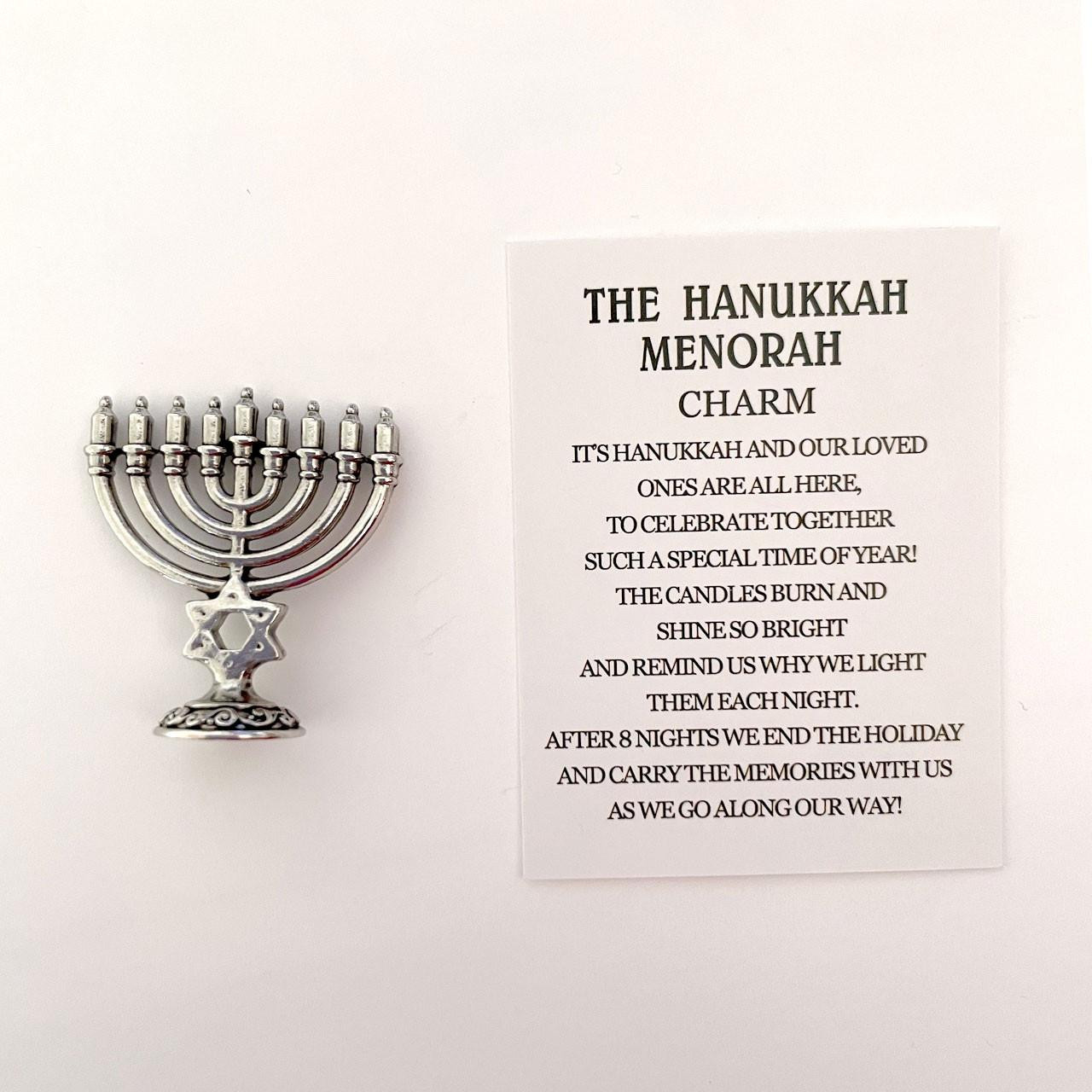 Hanukkah Menorah Charm and verse card