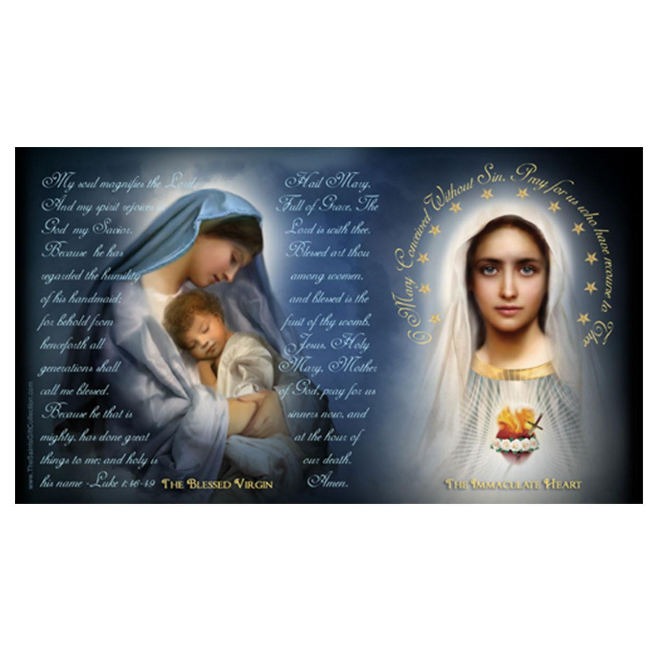The full imagery and text on the Immaculate Heart of Mary Candle