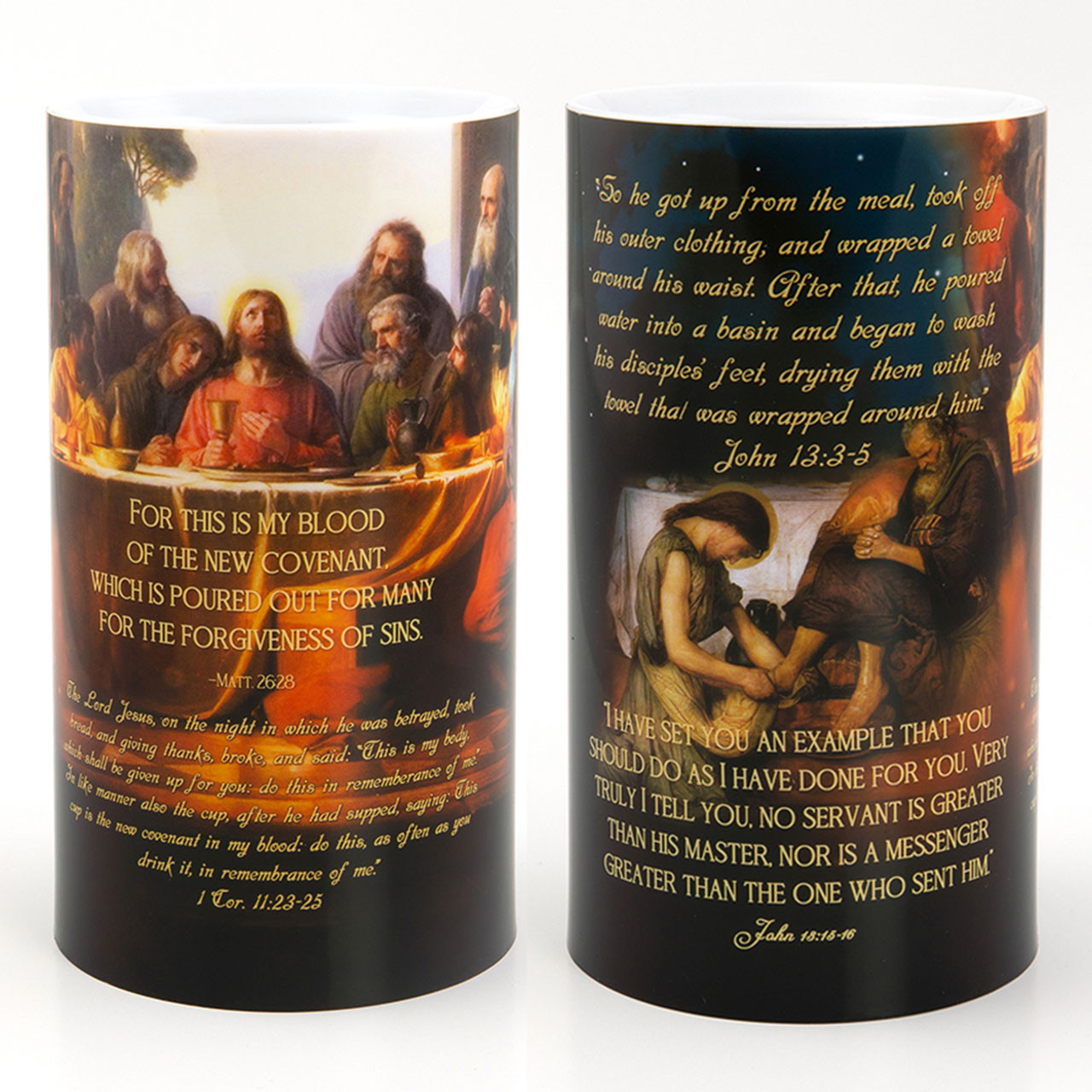 Front and Back of the 4X7 LED Last Supper Candle