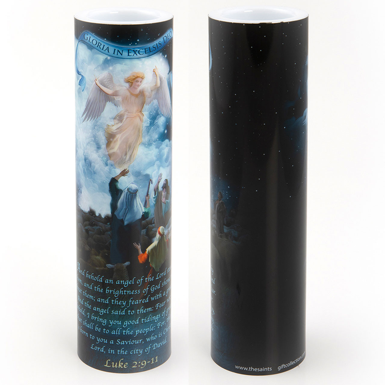 Front and Back of the 2X8 LED Angel and the Shepherds Candle
