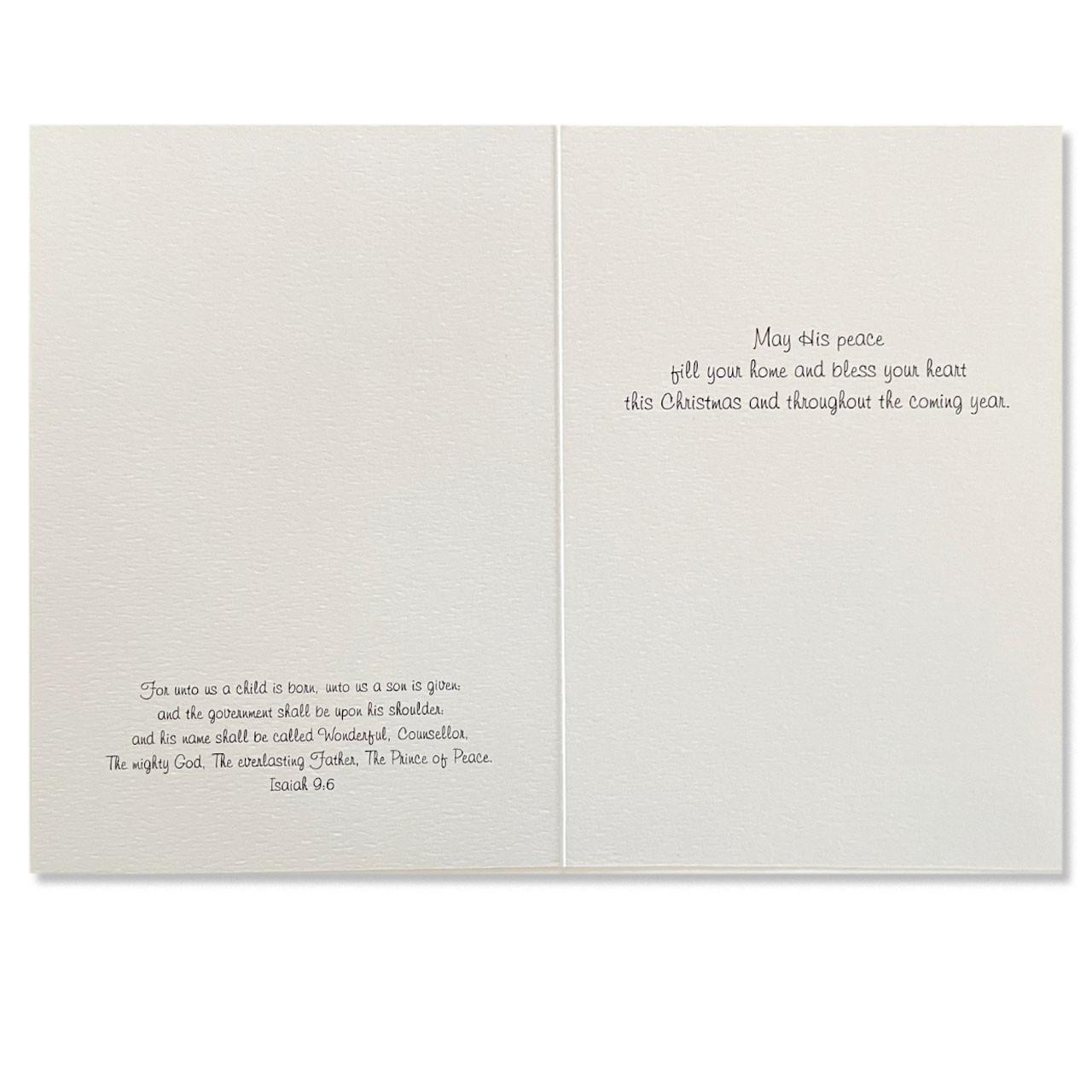 View of the inside texts of the C6701C Peace on Earth Christmas Card pack of 10