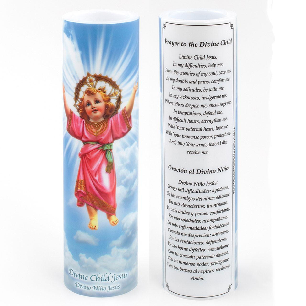 Front and Back of the 2X8 LED Divine Child Candle