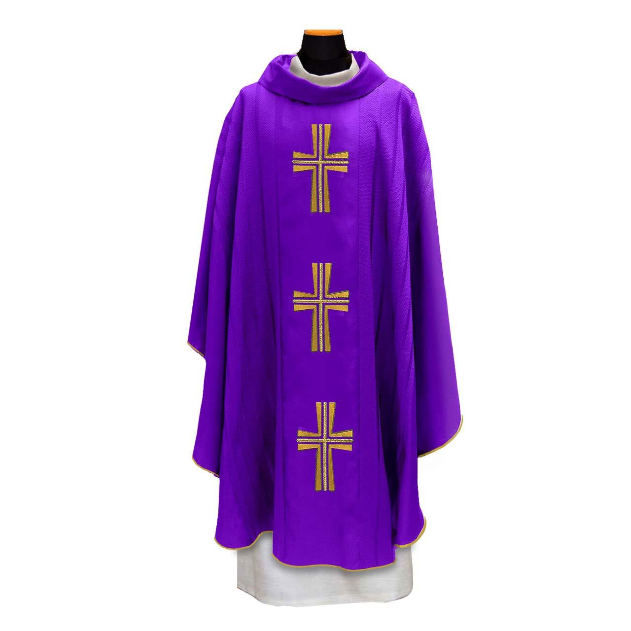652PSC Chasuble with Triple Cross Design
