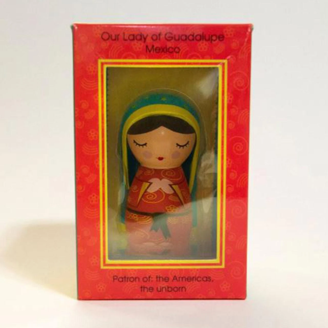 Packaging for the Our Lady of Guadalupe Shining Light Doll