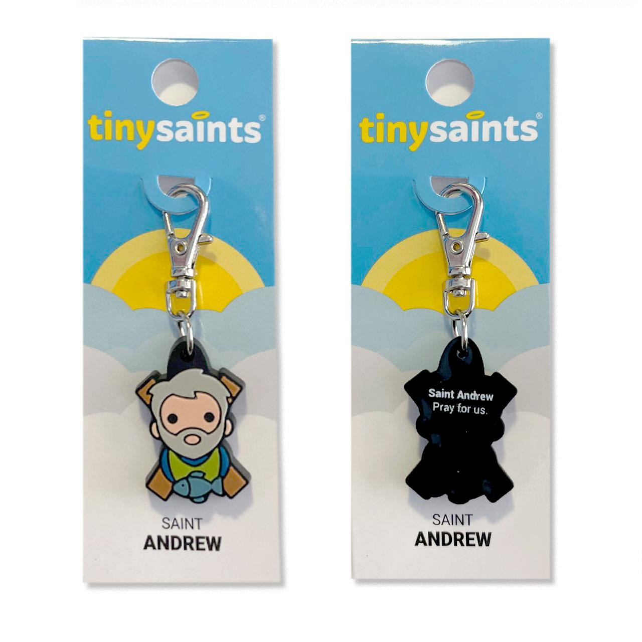 Tiny St. Andrew Keychain front and back views