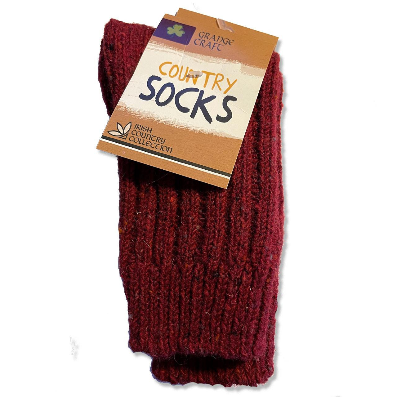 Red Irish Country Wool Sock