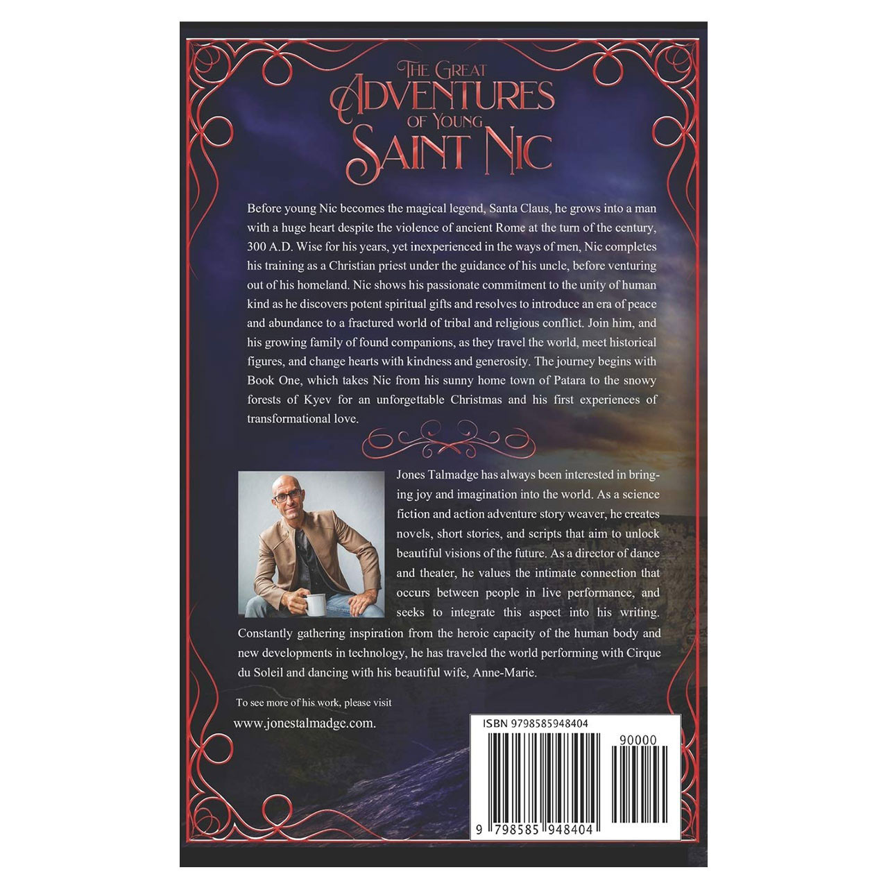 Back cover for The Great Adventures of Young Saint Nick Novel