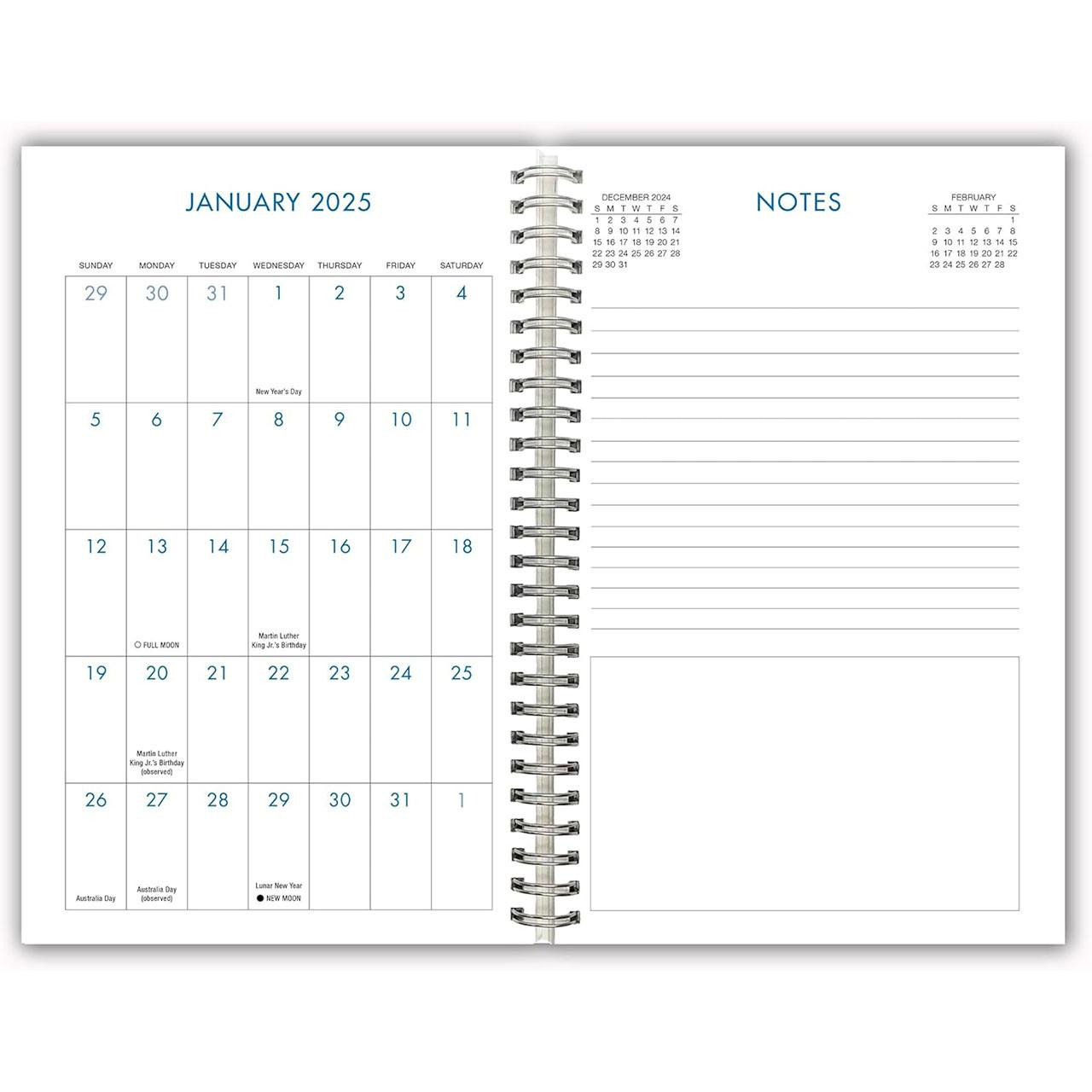 Inside calendar pages for the 2025 Simplicity Weekly Planner