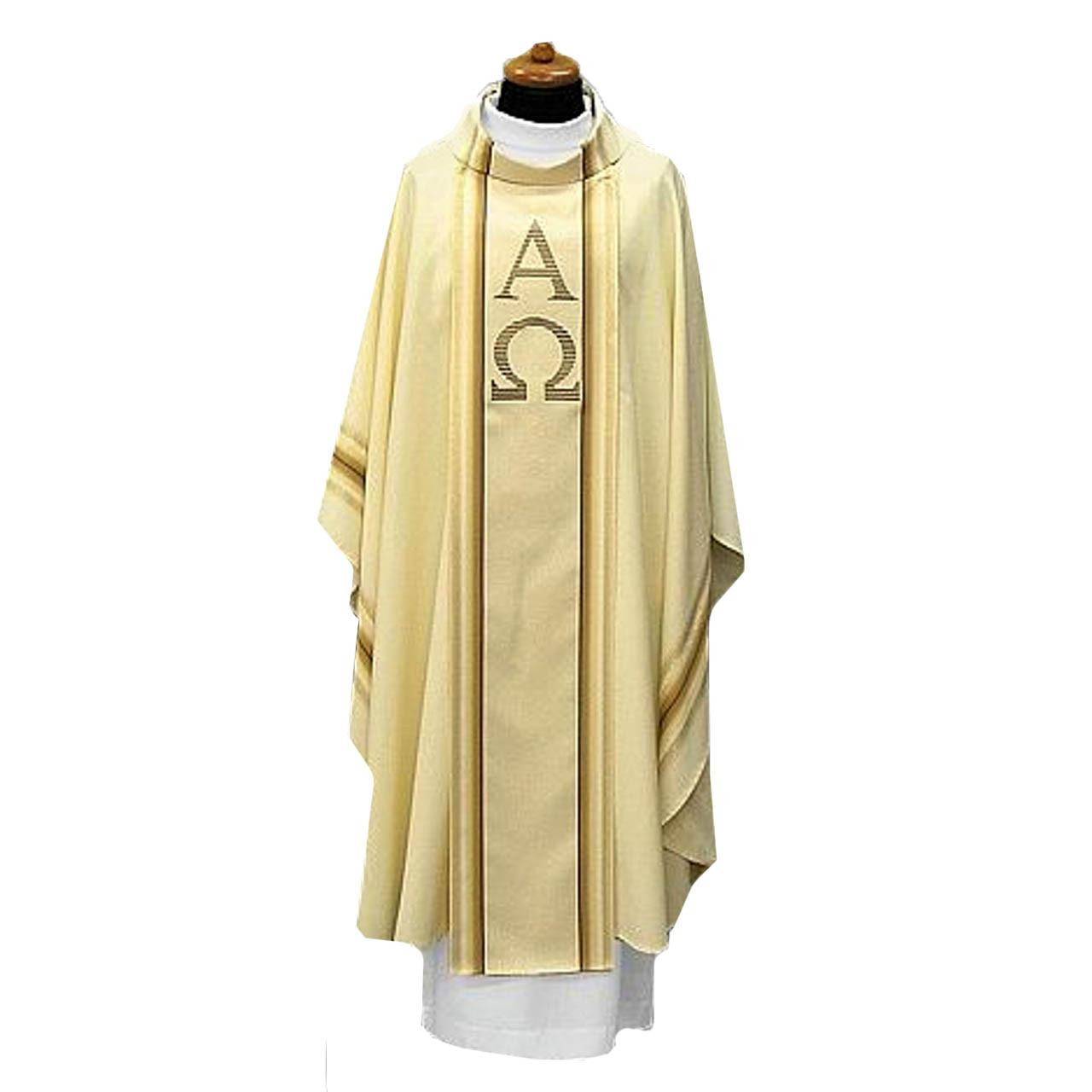 2124  Gothic Chasuble with Alpha & Omega Design