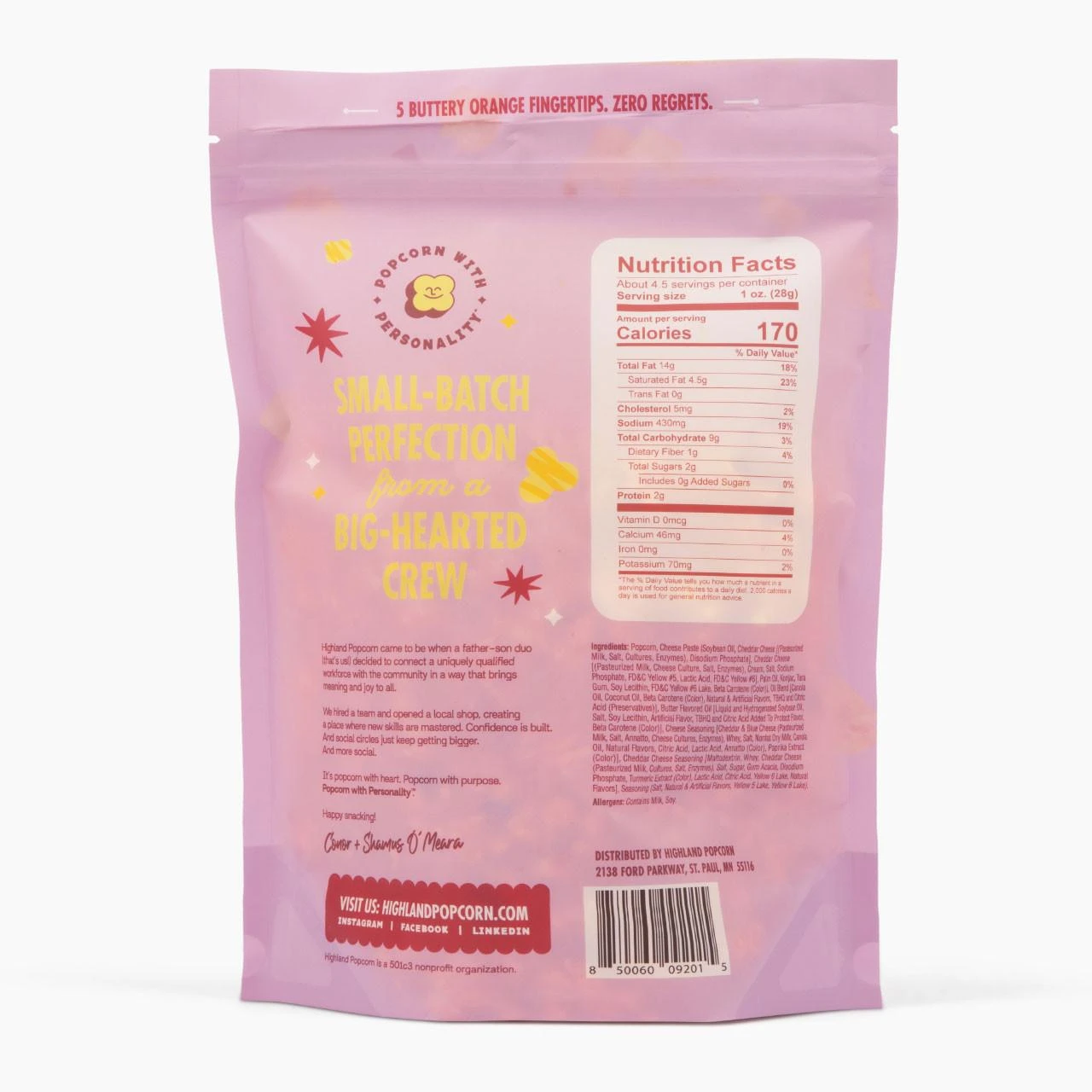Back of the Cheese-Tastic Popcorn bag