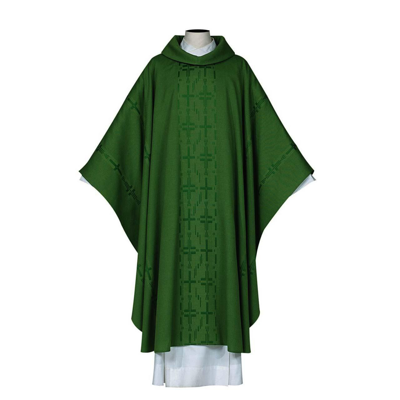7886 Chasuble Crucis in Wool Blend Green