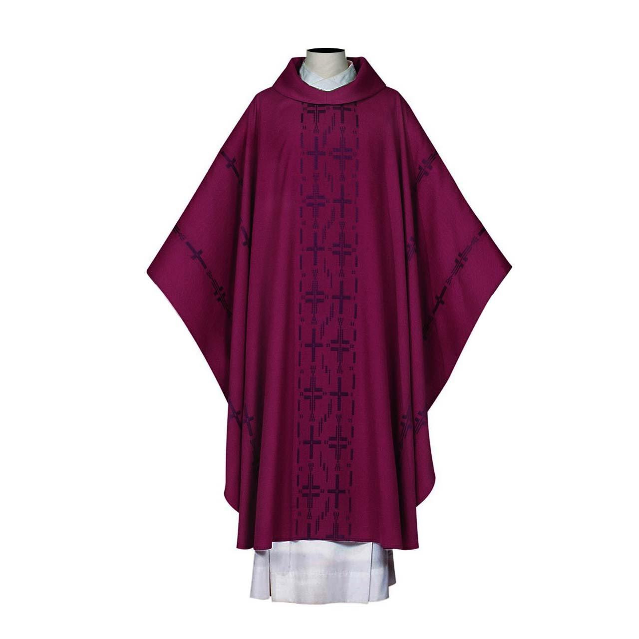 7886 Chasuble Crucis in Wool Blend Purple