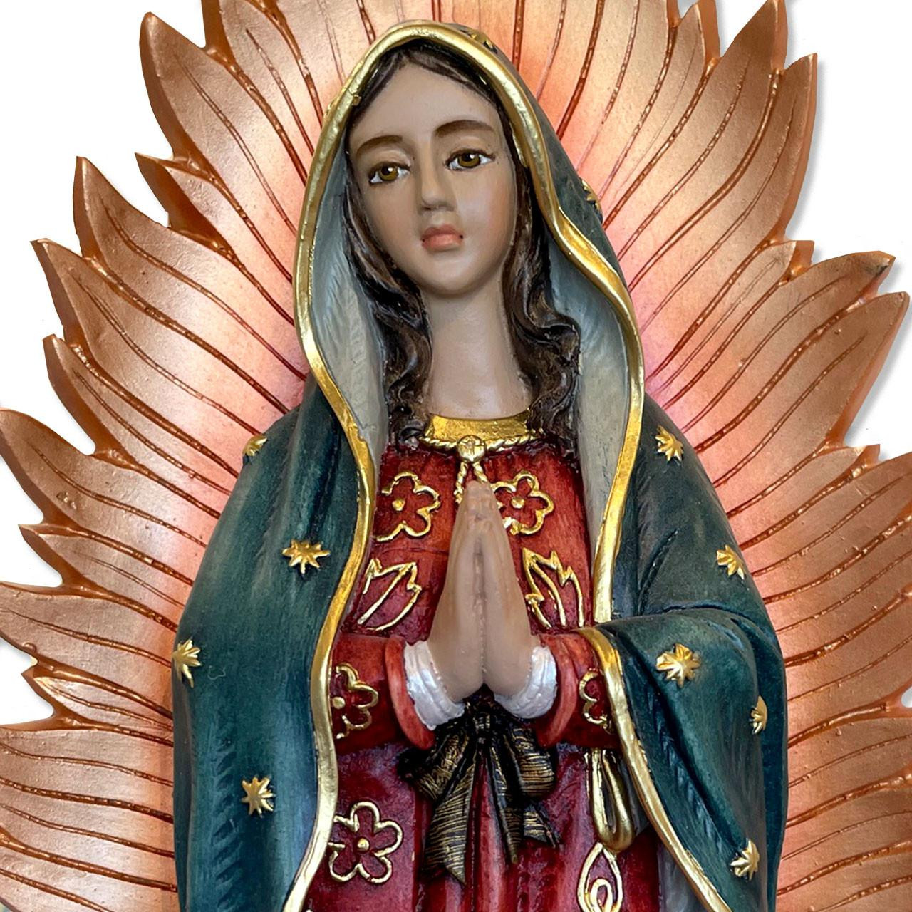 Detail of the 16 IN Our Lady of Guadalupe Statue