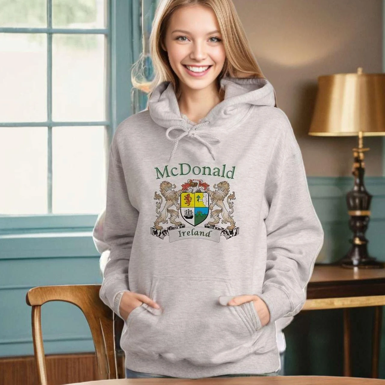 Irish Coat of Arms Full Color Hoodie in sizes S-XL