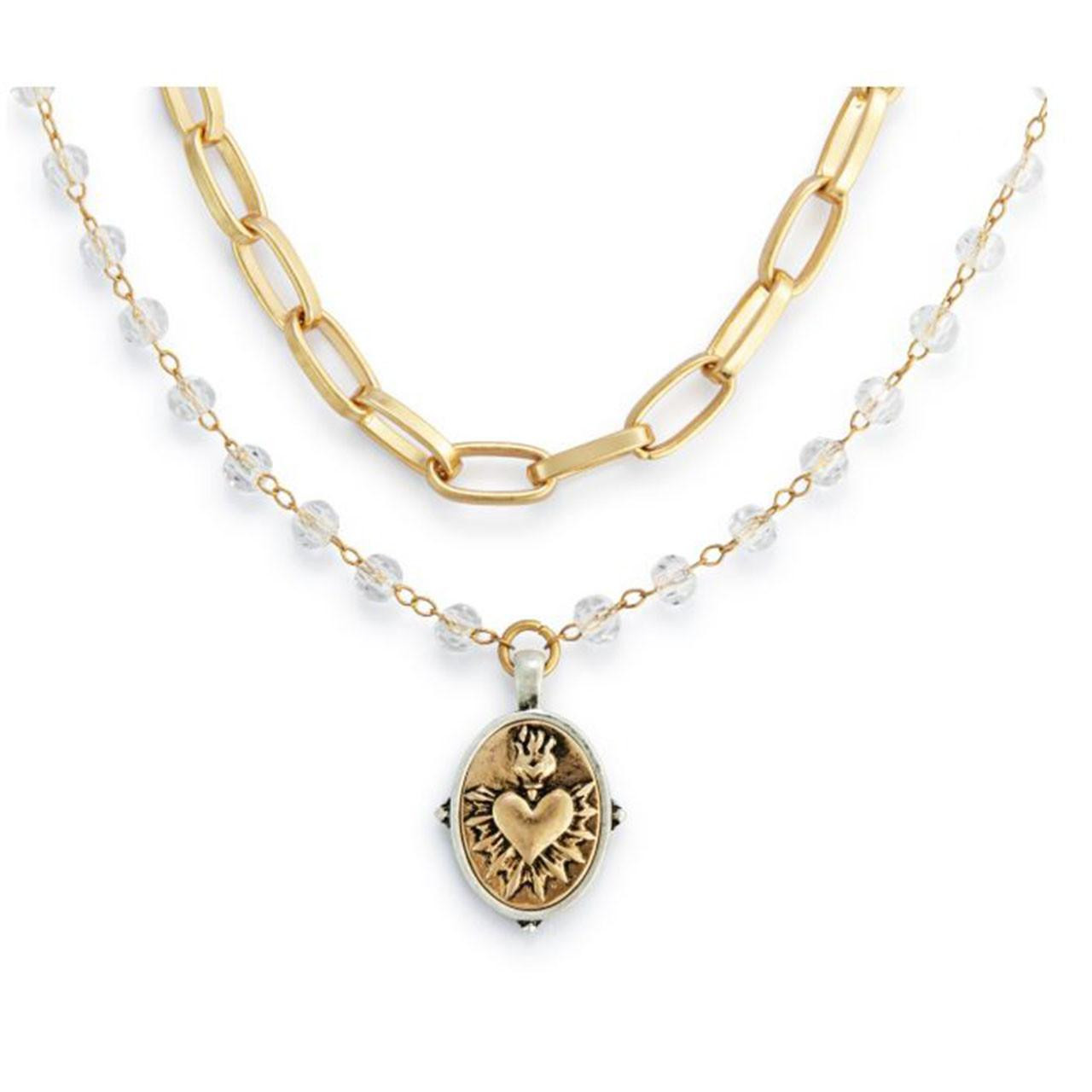 Detail of the Gold Sacred Heart Necklace