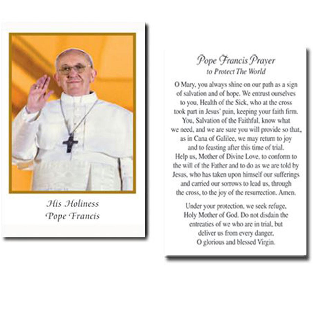 Pope Francis Protect the World Prayer Card