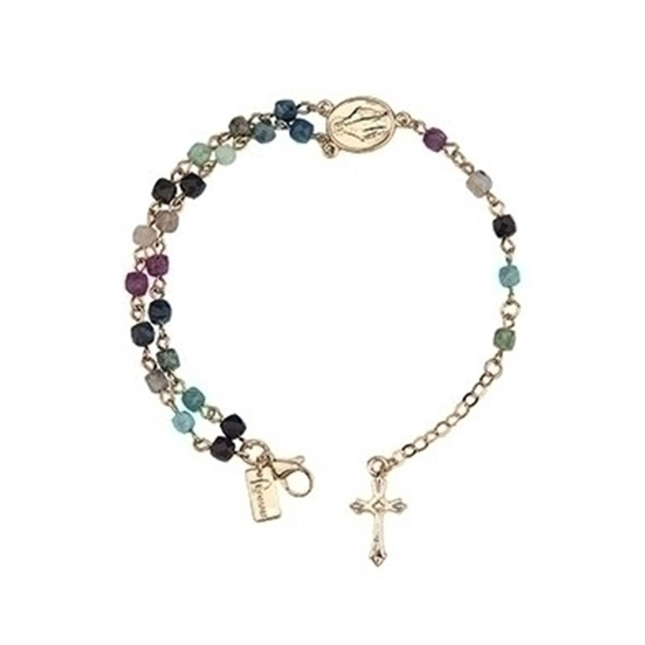 7IN Multicolor Rosary Bracelet Adjustable