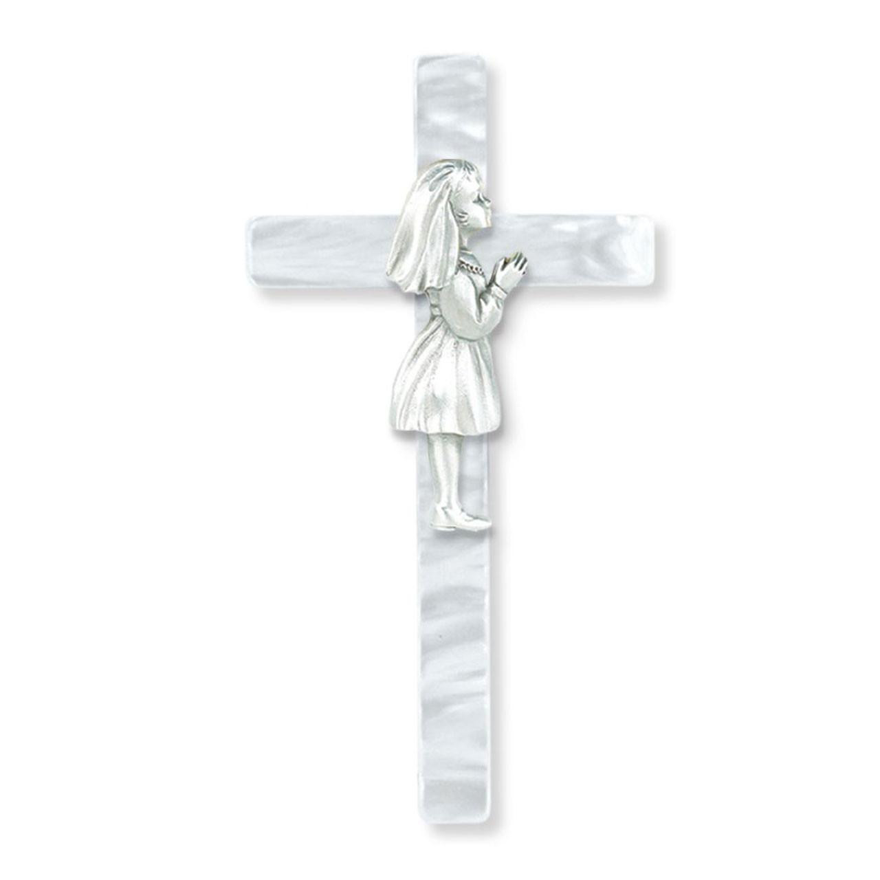 Pearlized Girls First Communion Wall Cross