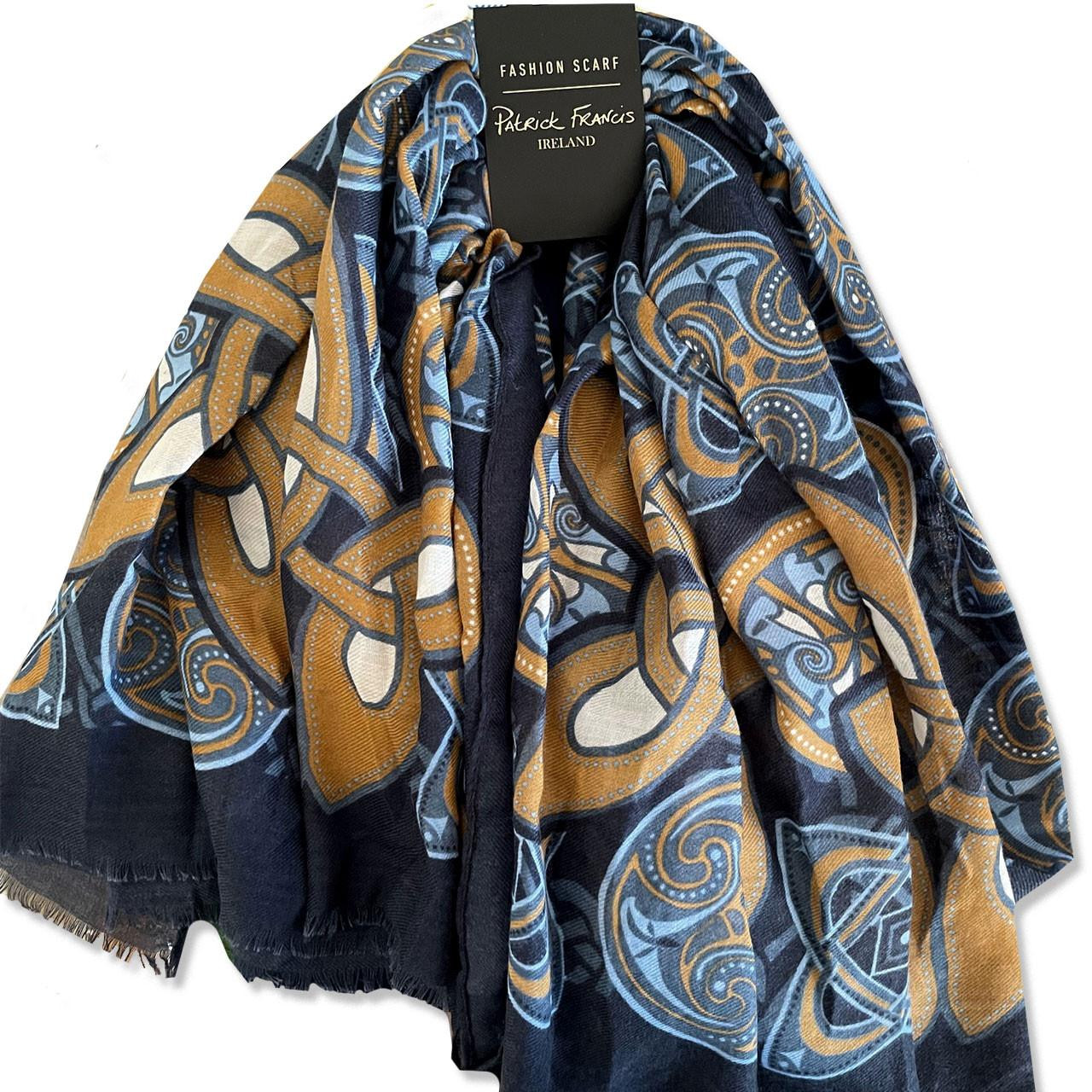 Celtic Scarf in Navy and Gold