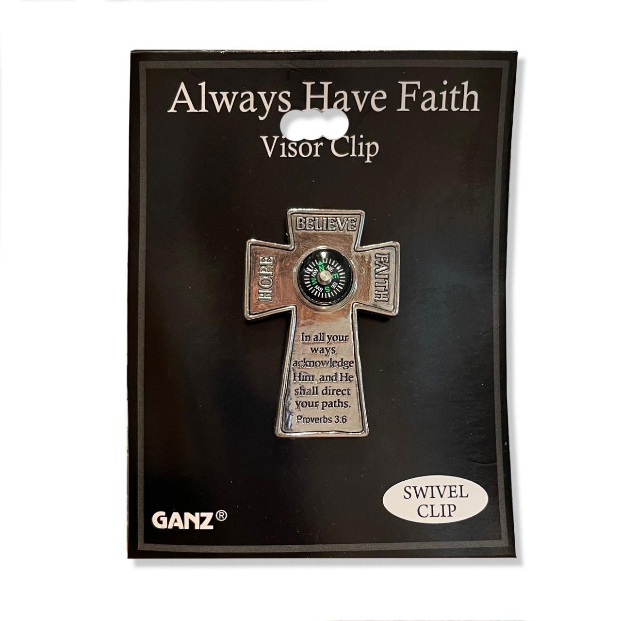 Packaging of the Always Have Faith Cross Auto Visor Clip