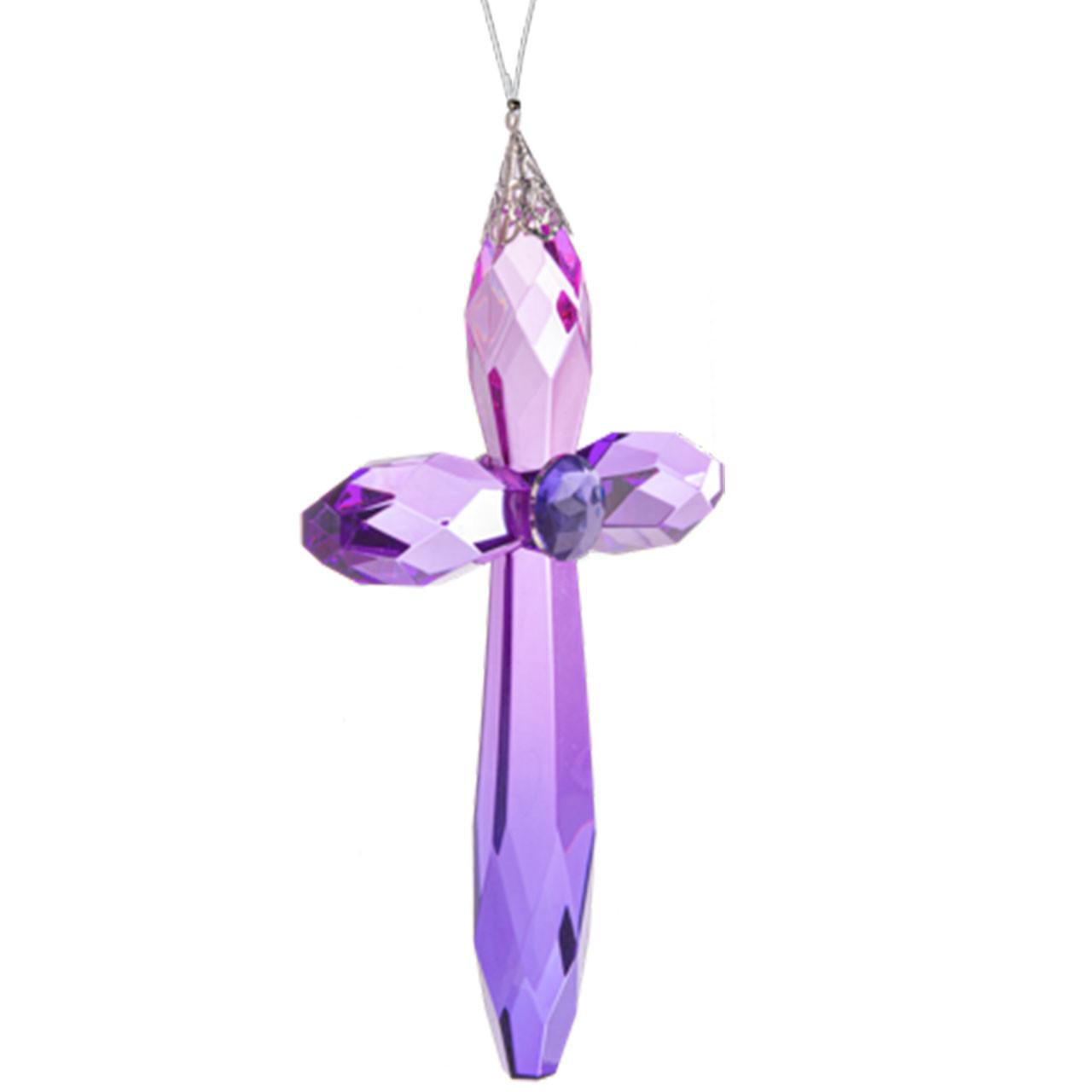 Side view of the Purple Acrylic Hanging Cross