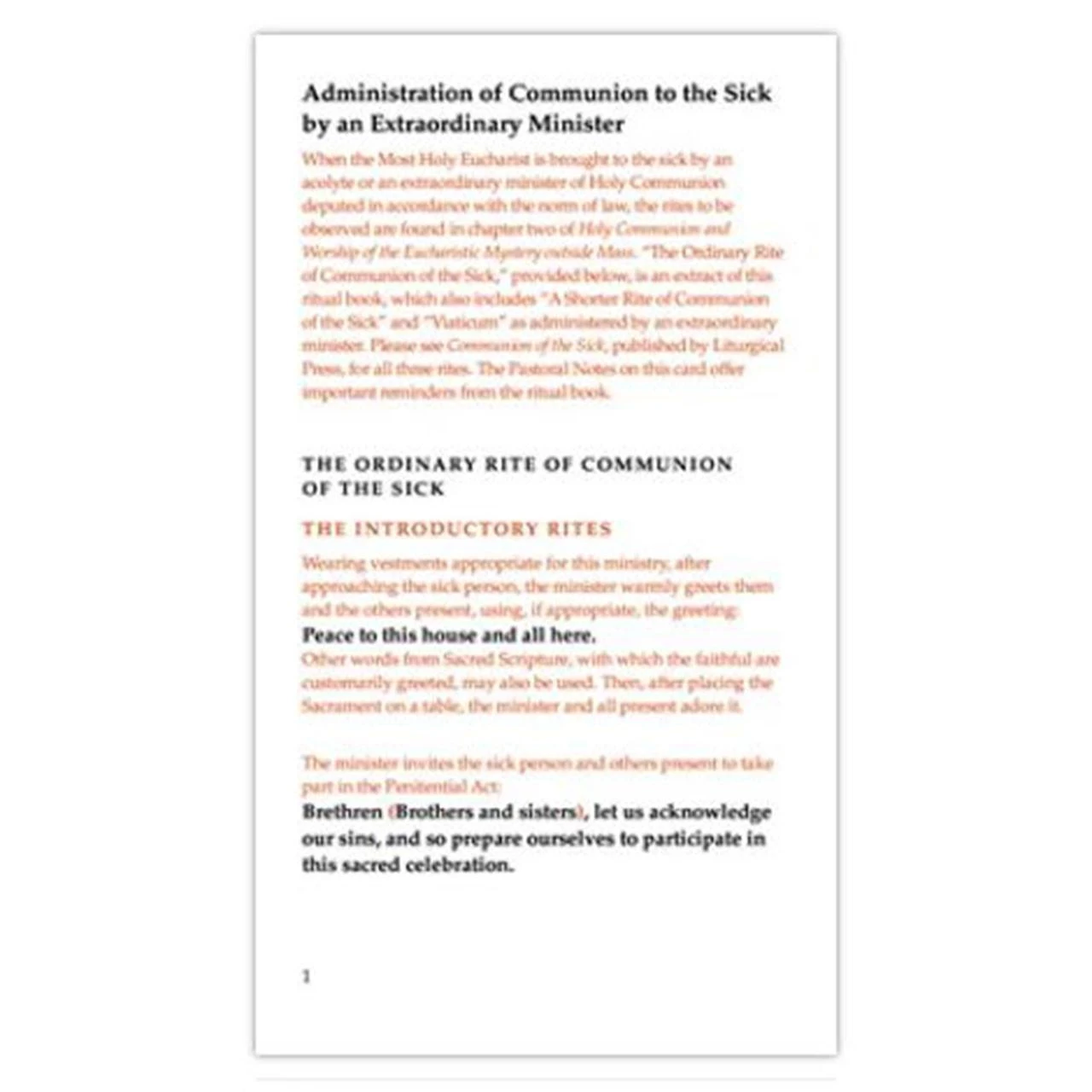 Administration of Communion of the Sick by an Extraordinary Minister