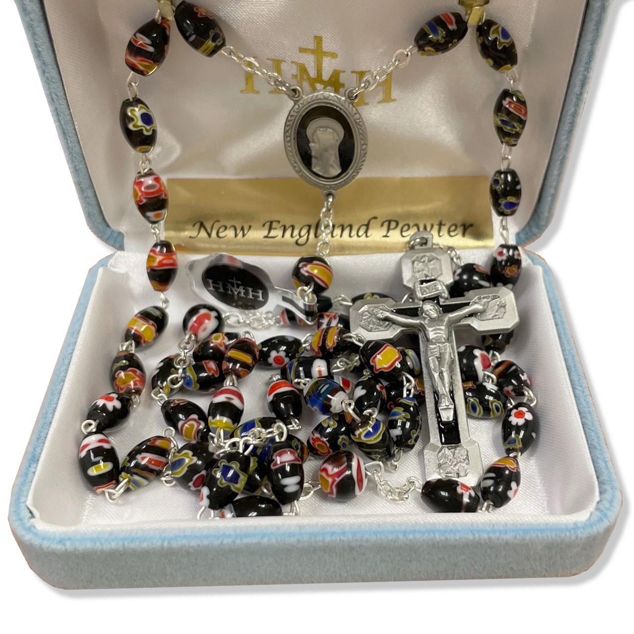 Black Venetian Glass Bead Rosary