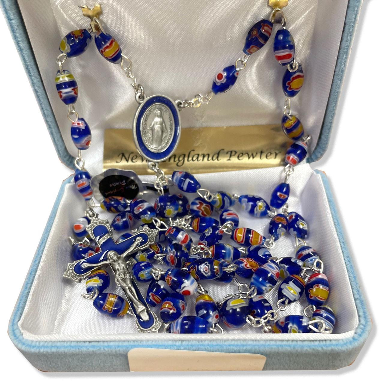 Blue Venetian Glass Bead Rosary