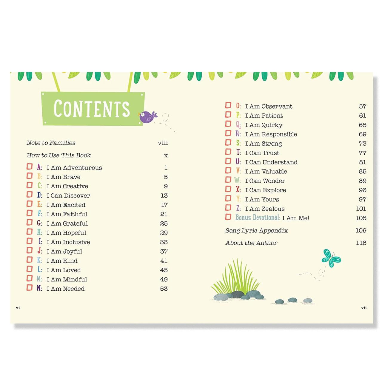 Contents for God Made Me A-Z by Allison Bemiss