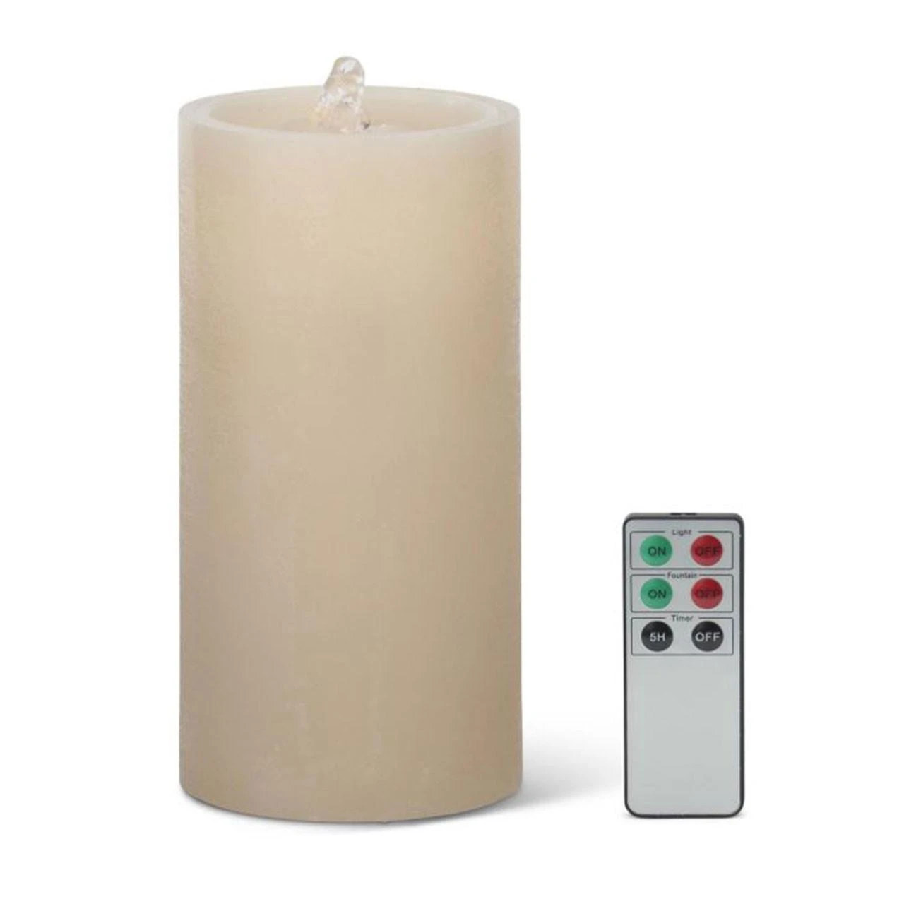 Beige LED Water Fountain Candle and included Remote
