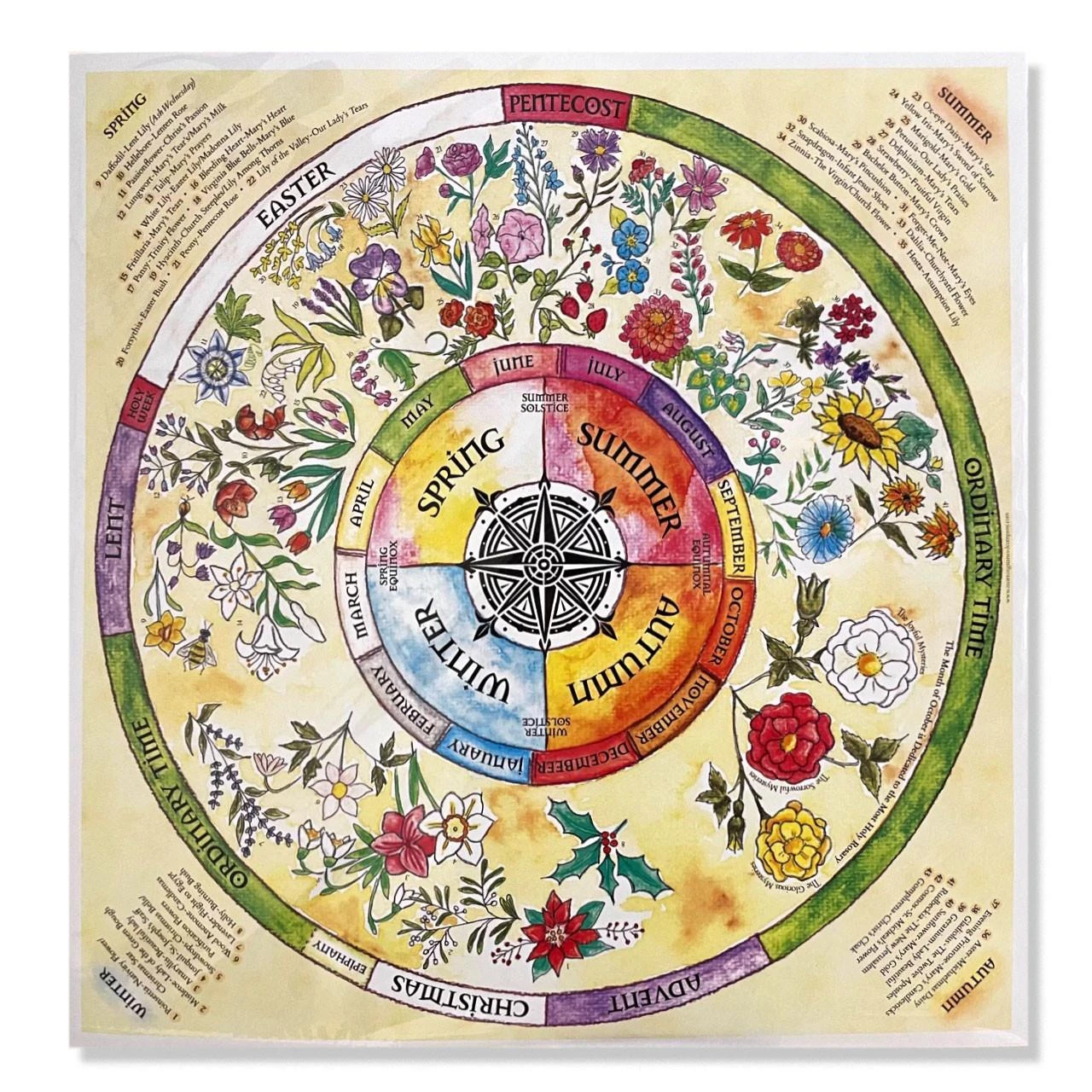Floral Liturgical Calendar featuring Marian Garden flowers