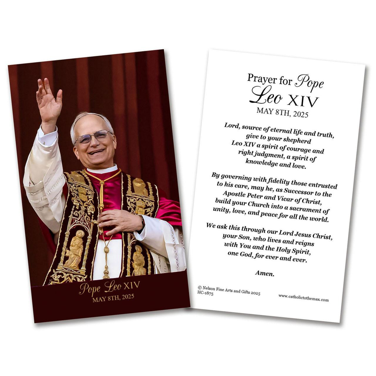 Laminated Pope Leo XIV Prayer Card