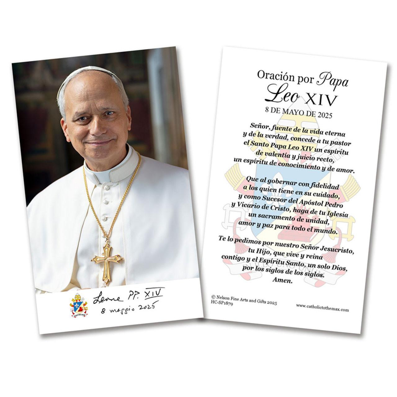 Spanish Paper Pope Leo XIV Prayer Card
