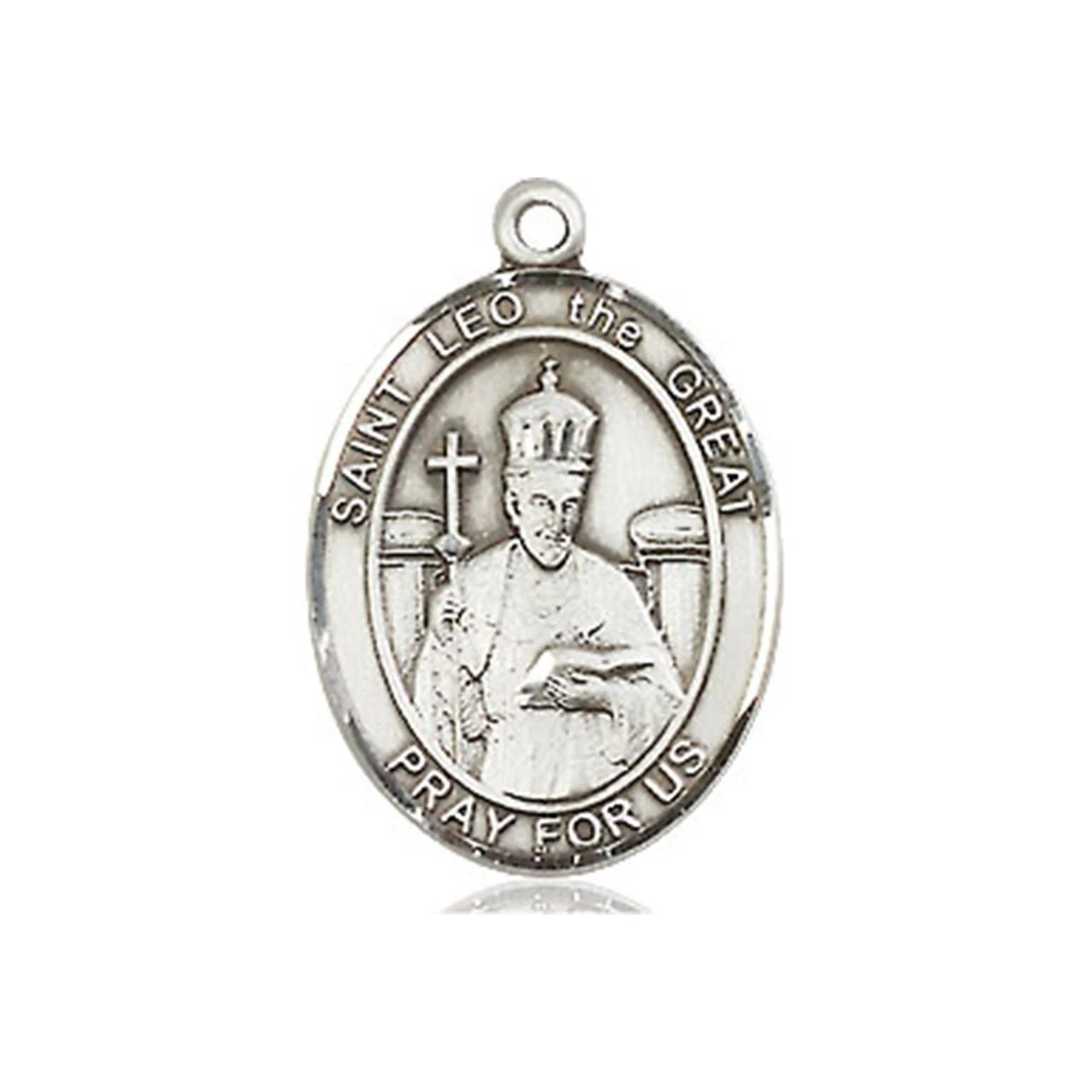 Detail of the 24IN Sterling St. Leo the Great Necklace
