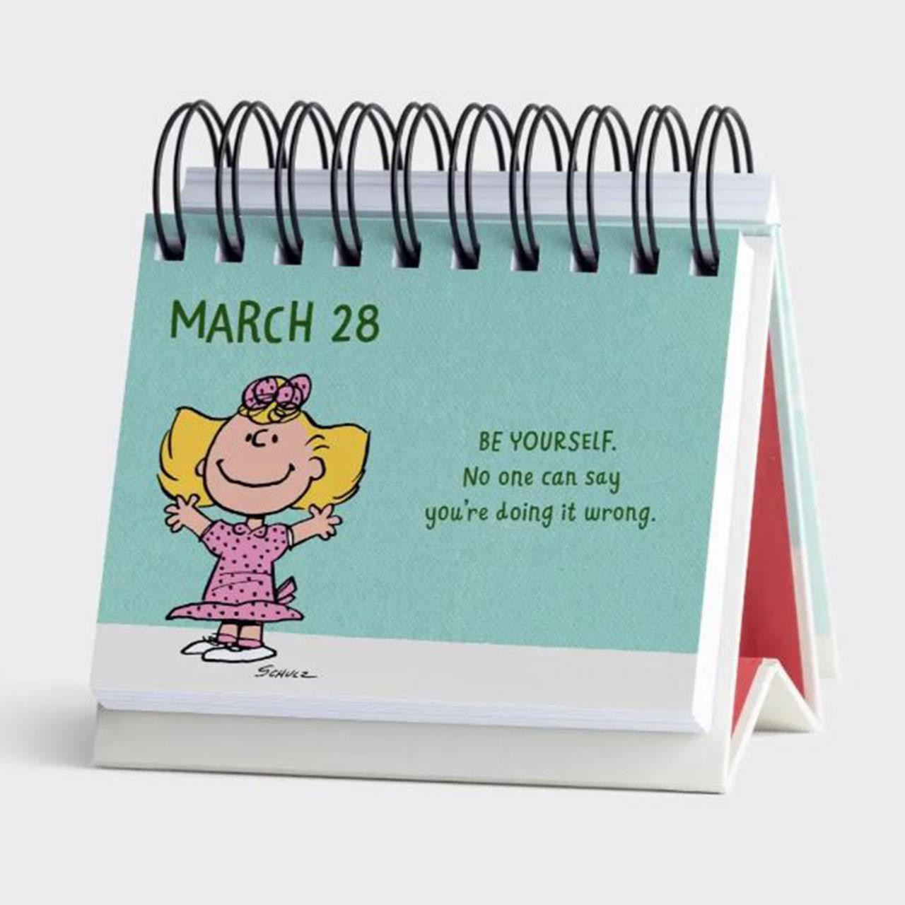 Example of a page in the Peanuts Happiness Is Perpetual Calendar