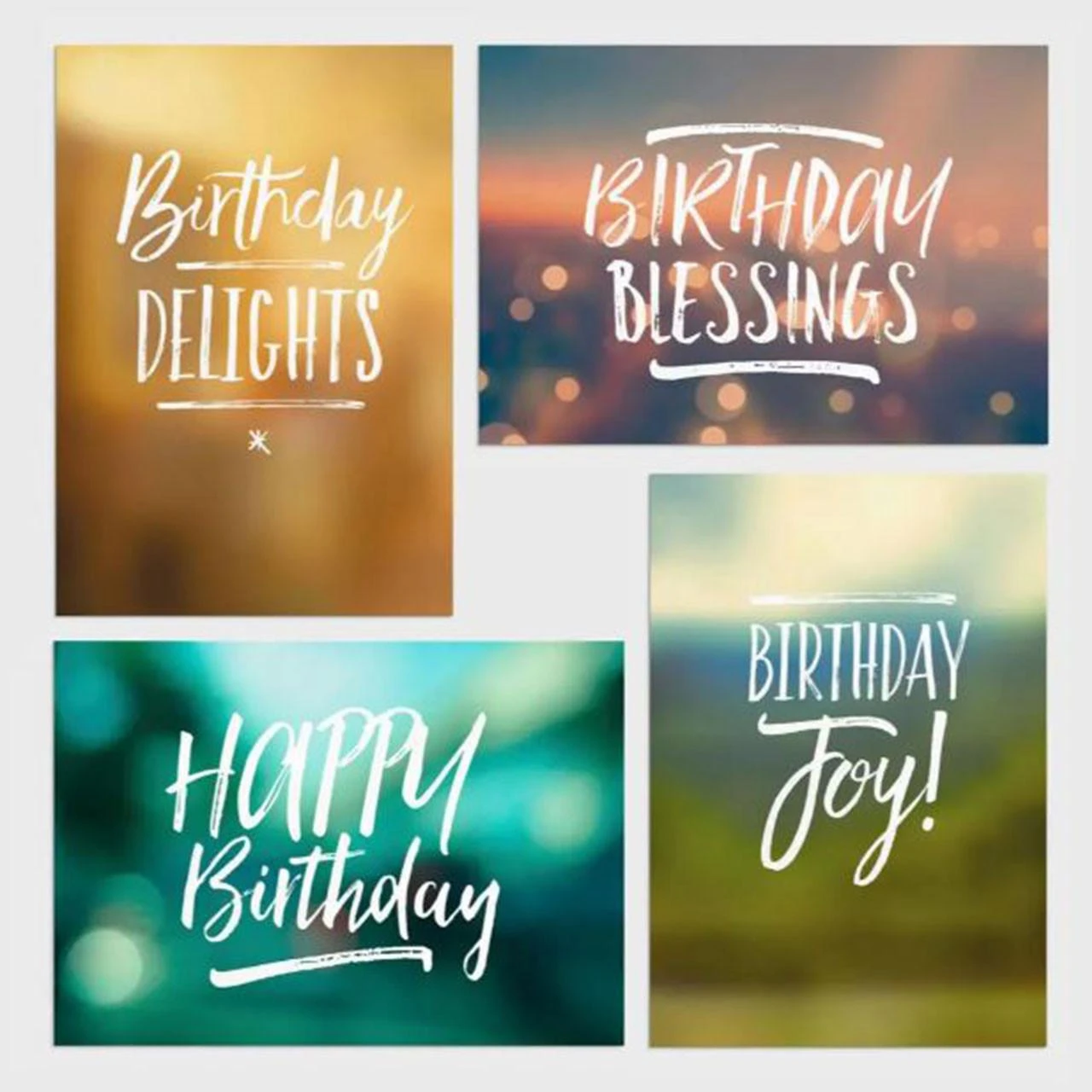 The 4 designs in the Simply Stated Boxed Birthday Cards Set