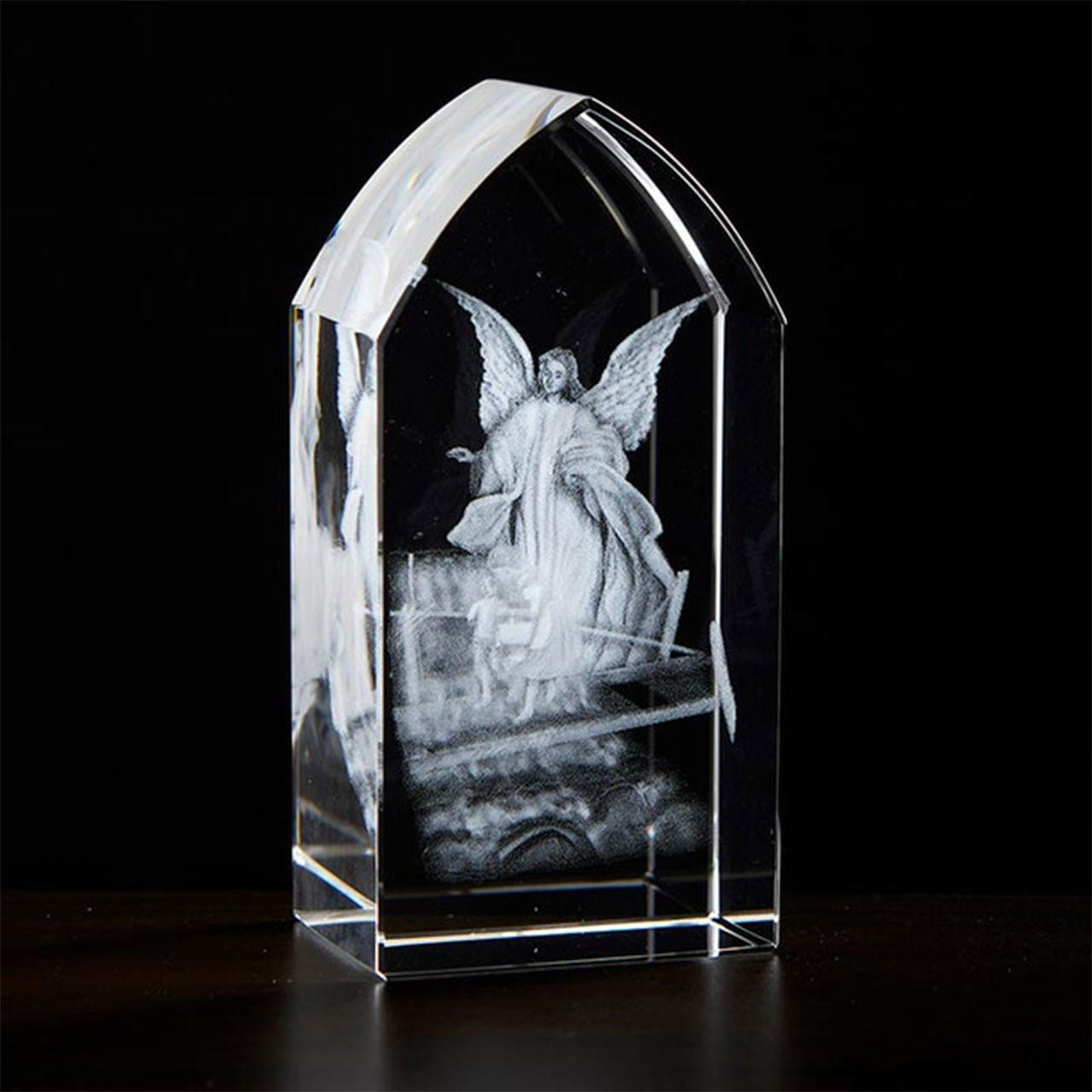 Etched Guardian Angel Glass Block