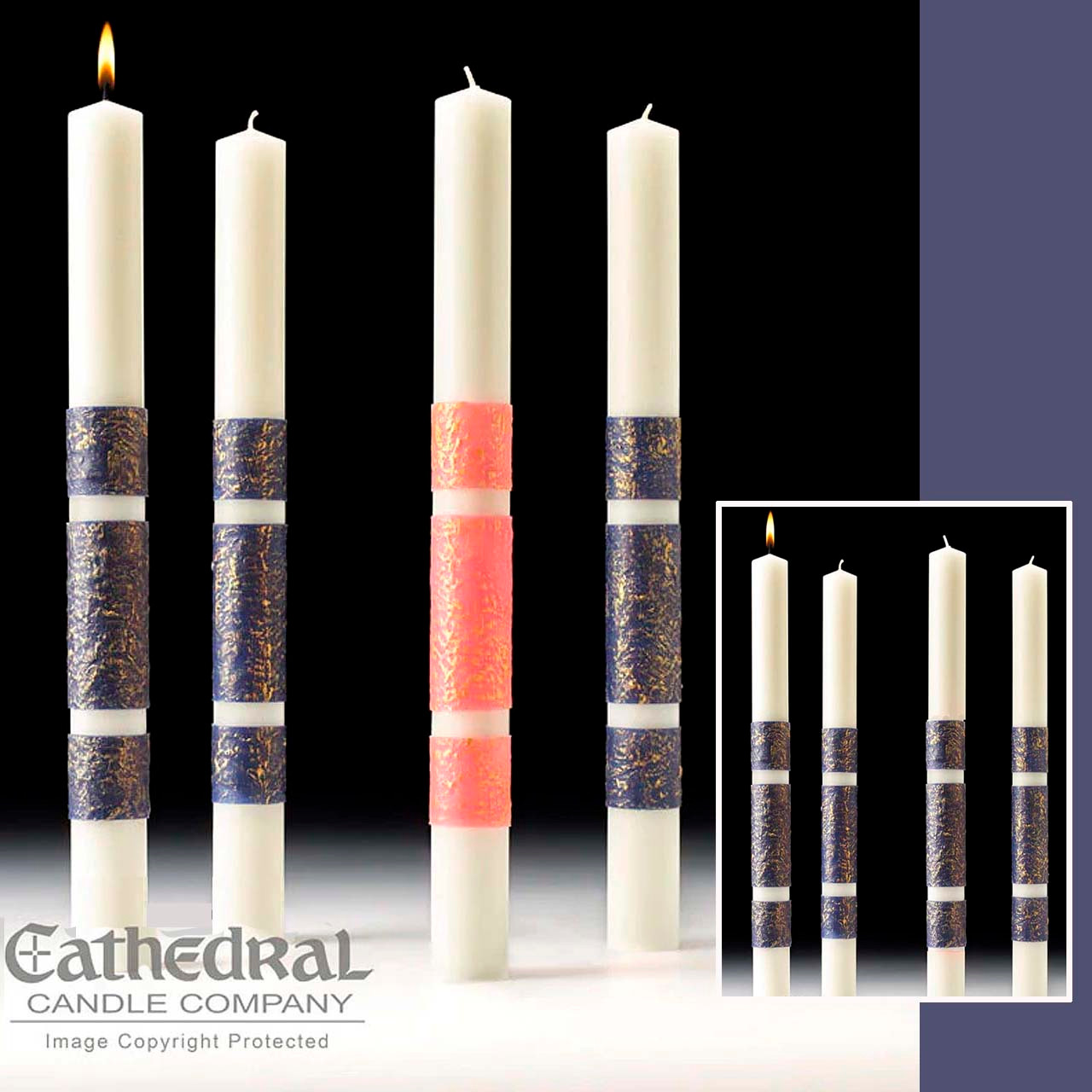 Advent Set in Artisan Wax / Sarum Blue 51% Beeswax