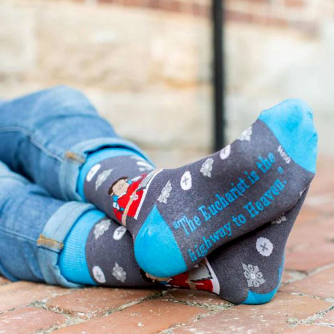 Bottoms of the Adult St. Carlo Acutis Socks