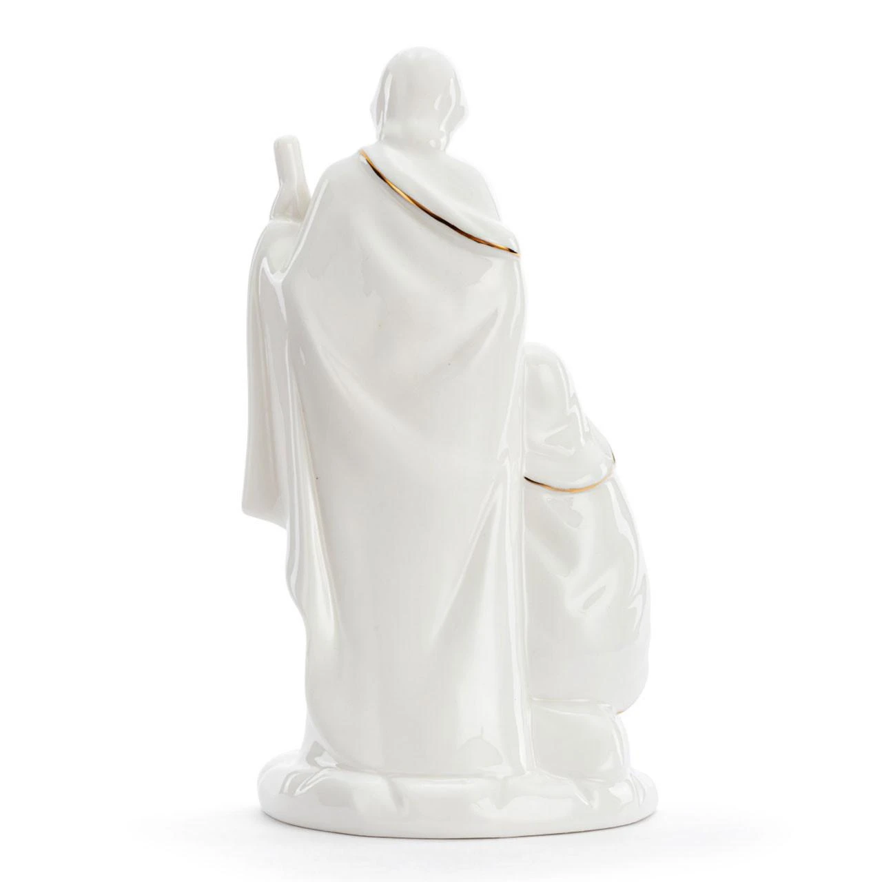 Back view of the DEMDACO Ceramic LED Holy Family Figurine with LED light off