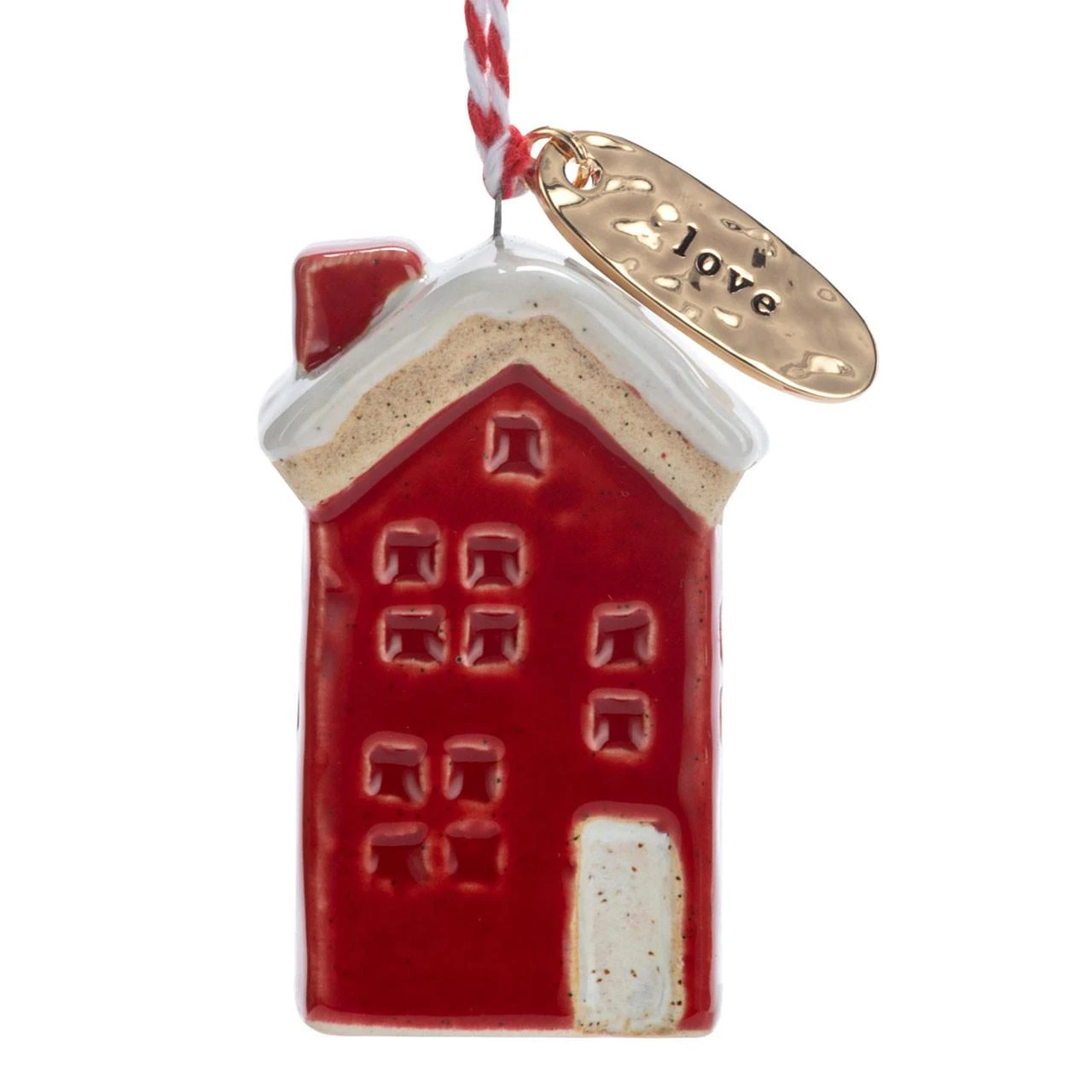 Ceramic Red House "Love" Ornament