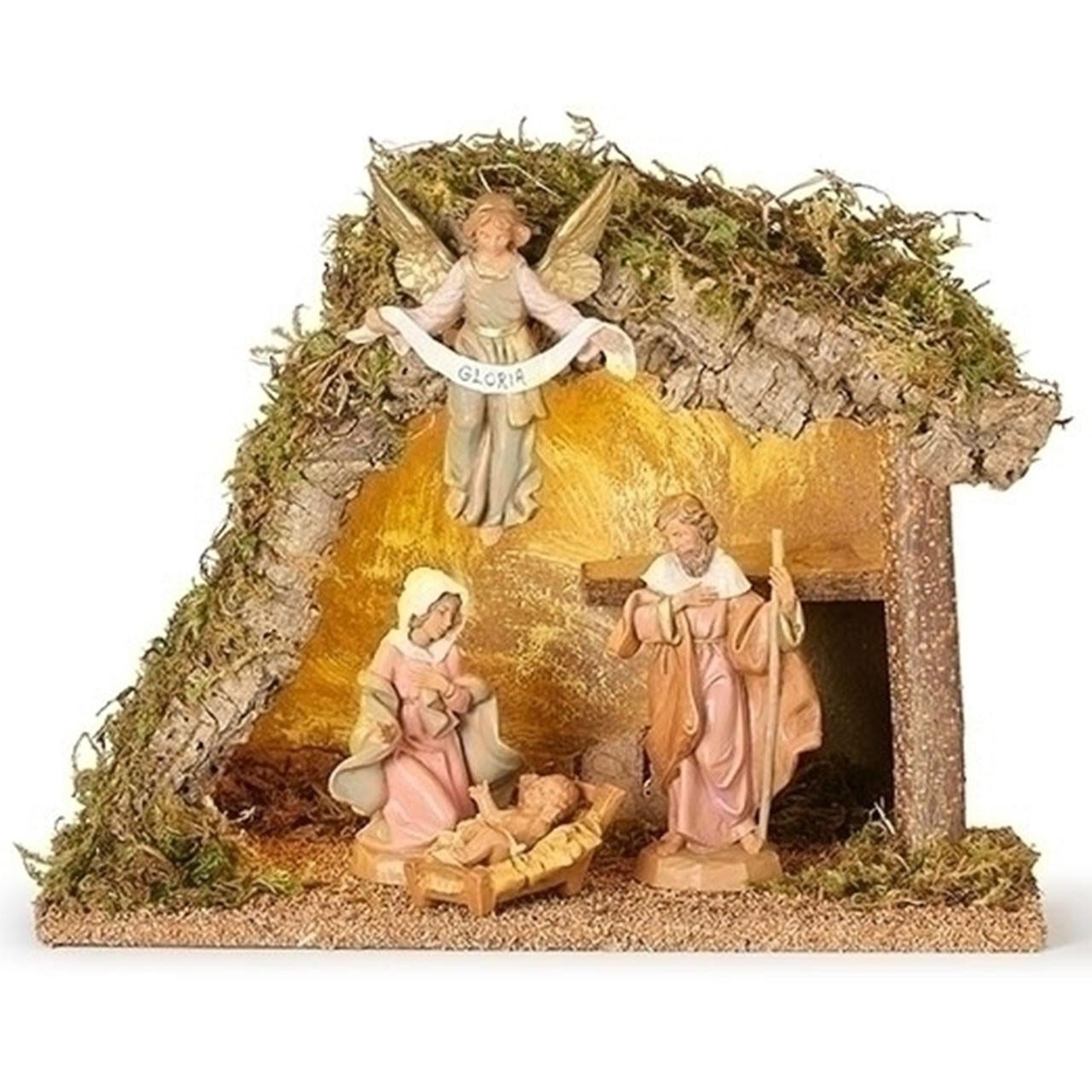Fontanini LED Italian Nativity Stable 4PC Set