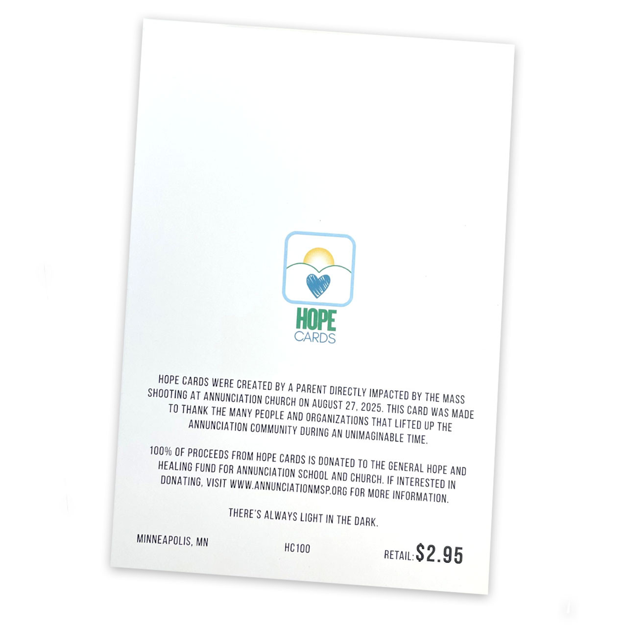 Back of the Single Hope Card Look for the Helpers