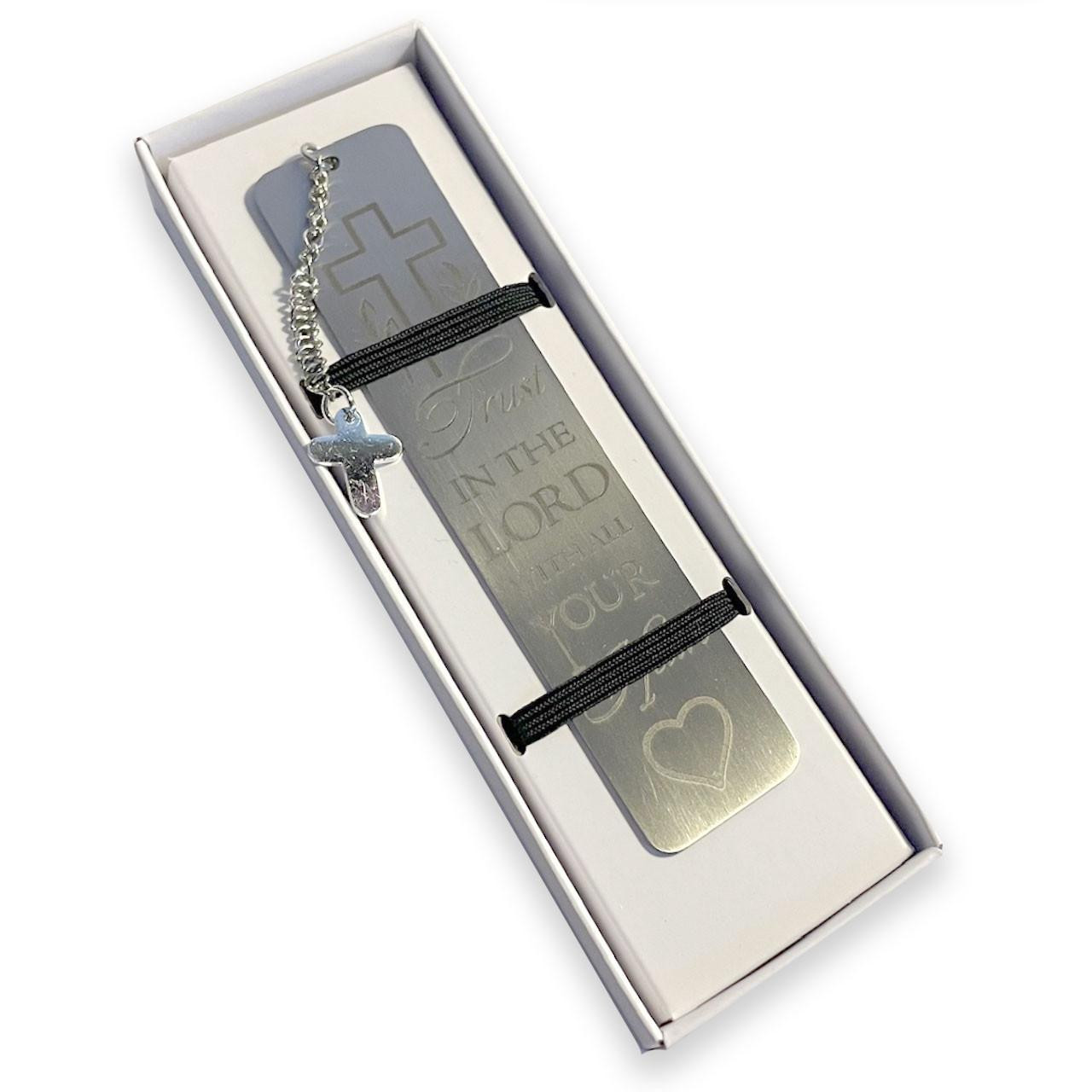 Metal Trust in the Lord Bookmark inside the packaging box