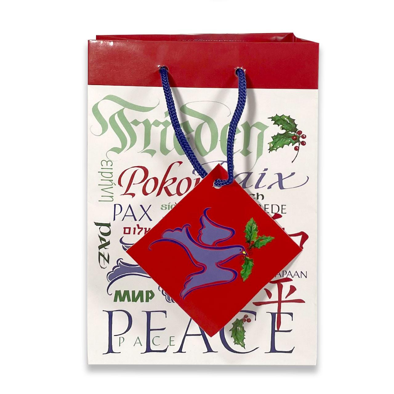 Gift tag that is included with the Small Peace Gift Bag includes tissue and gift tag