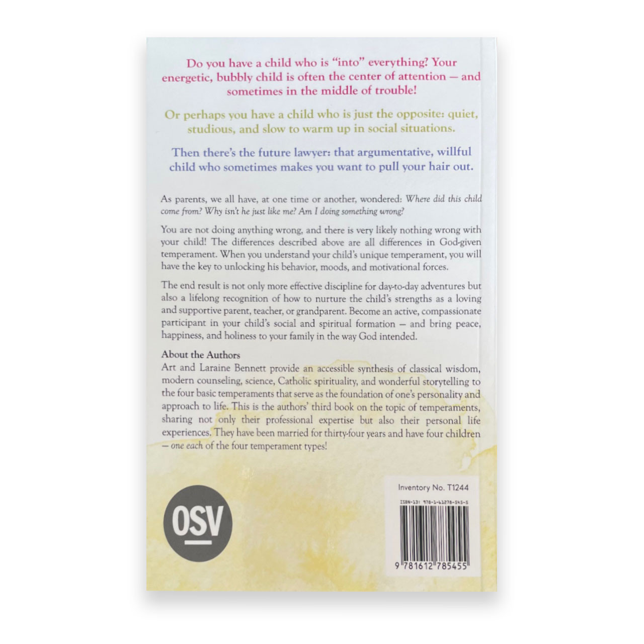 Back Cover of The Temperament God Gave Your Kids